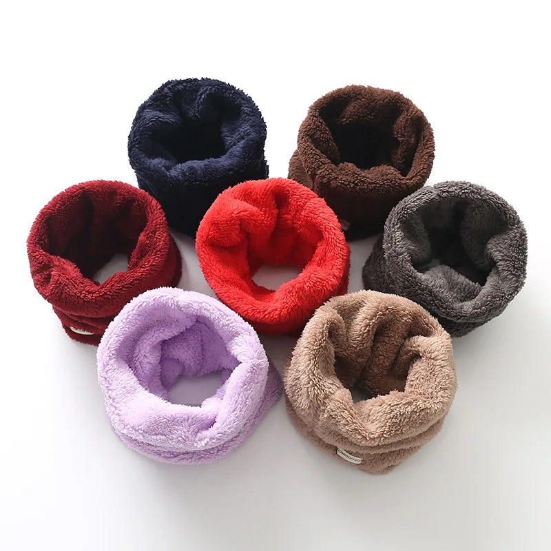 Velvet Girls Neck Scarf Toddler Winter Scarf Thick Warm Boys Baby Plush Collar Children Ring Scarf Baby Winter Baby Accessories