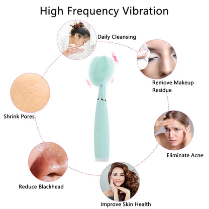 Portable Electric Facial Cleansing Brush Waterproof Silicone Cleansing Tool Handheld Facial Cleaning Brush Mini Pore Cleaner