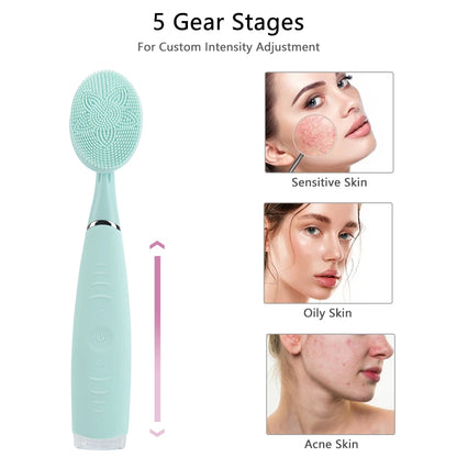 Portable Electric Facial Cleansing Brush Waterproof Silicone Cleansing Tool Handheld Facial Cleaning Brush Mini Pore Cleaner