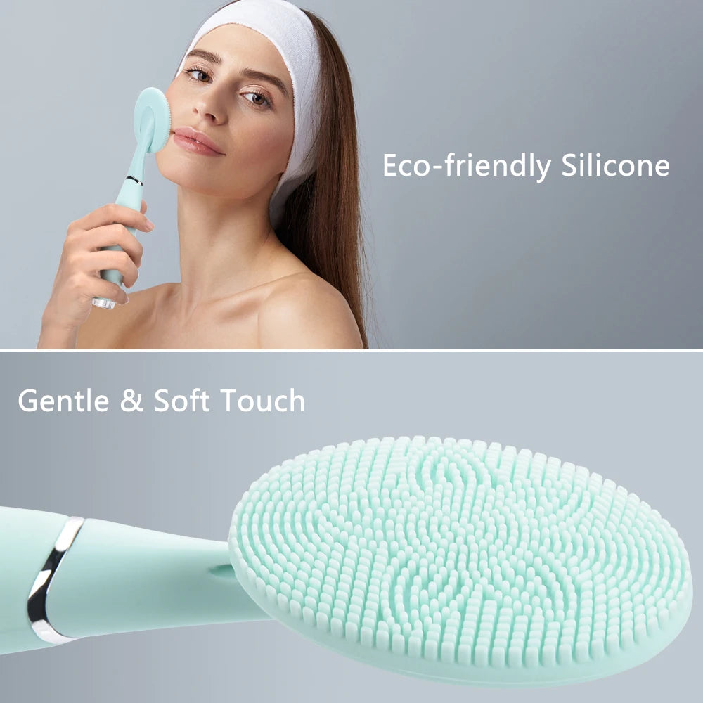 Portable Electric Facial Cleansing Brush Waterproof Silicone Cleansing Tool Handheld Facial Cleaning Brush Mini Pore Cleaner