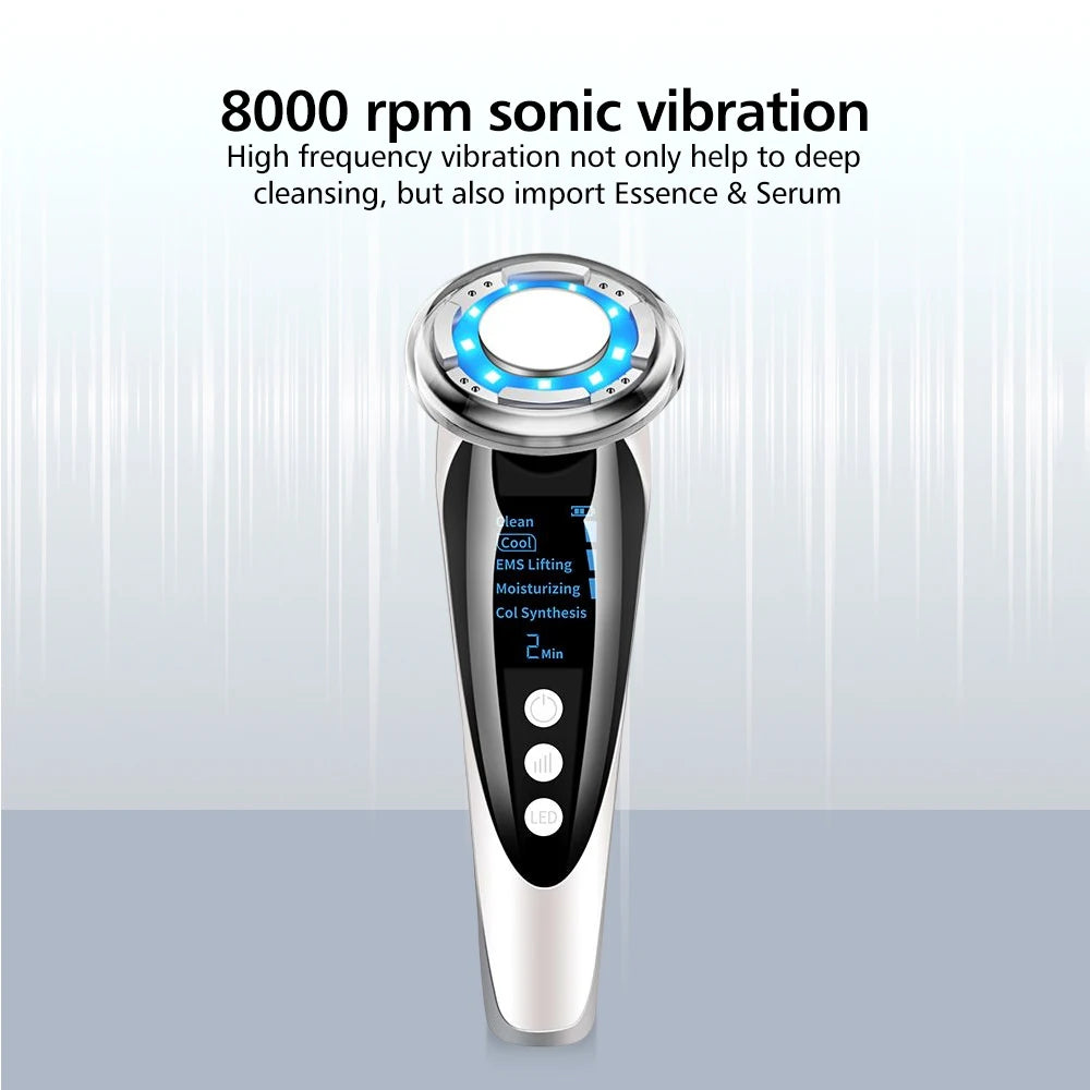 EMS Facial Massager Galvanic LED Photon Light Therapy Hot Cold Treatment Anti Aging Acne Reduce Face Lifting Beauty Face Cleaner