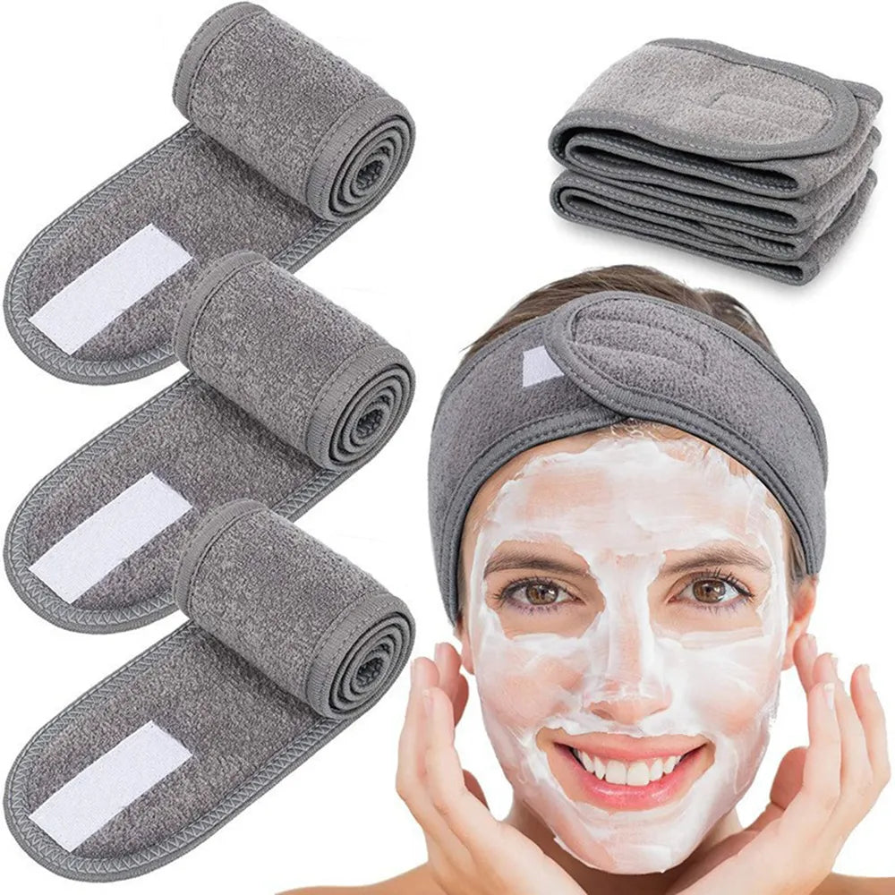 Women Adjustable SPA Facial Headband Bath Makeup Hair Band Headbands for Face Washing Soft Toweling Hair Make Up Accessories