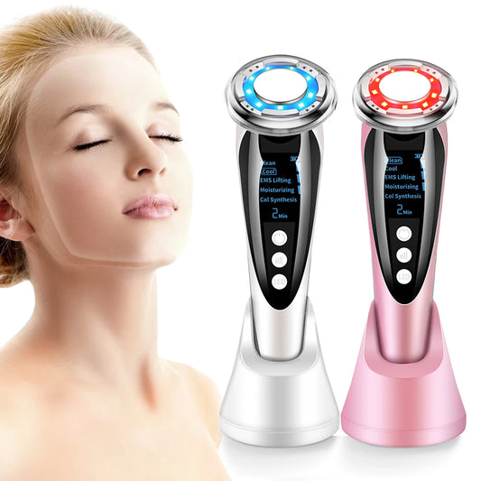 EMS Facial Massager Galvanic LED Photon Light Therapy Hot Cold Treatment Anti Aging Acne Reduce Face Lifting Beauty Face Cleaner