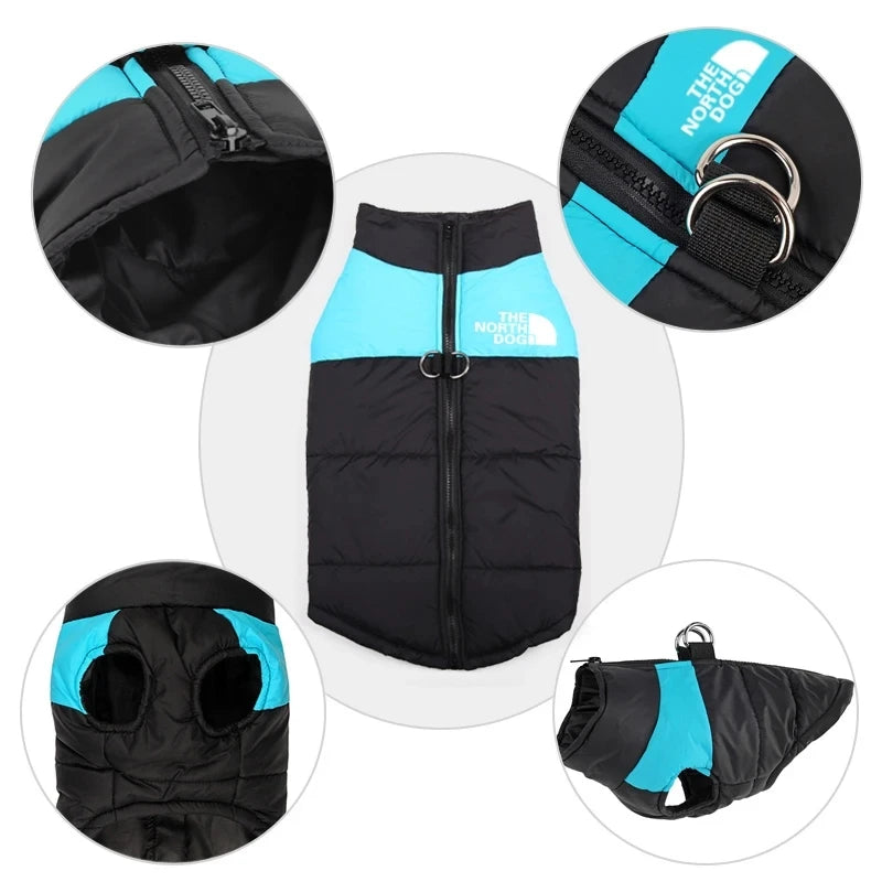 S-5XL Winter Dog Clothes Waterproof Warm Zip-up Pet Padded Vest Jacket Coat Dogs Outfit Ropa Para Perros 4Colors