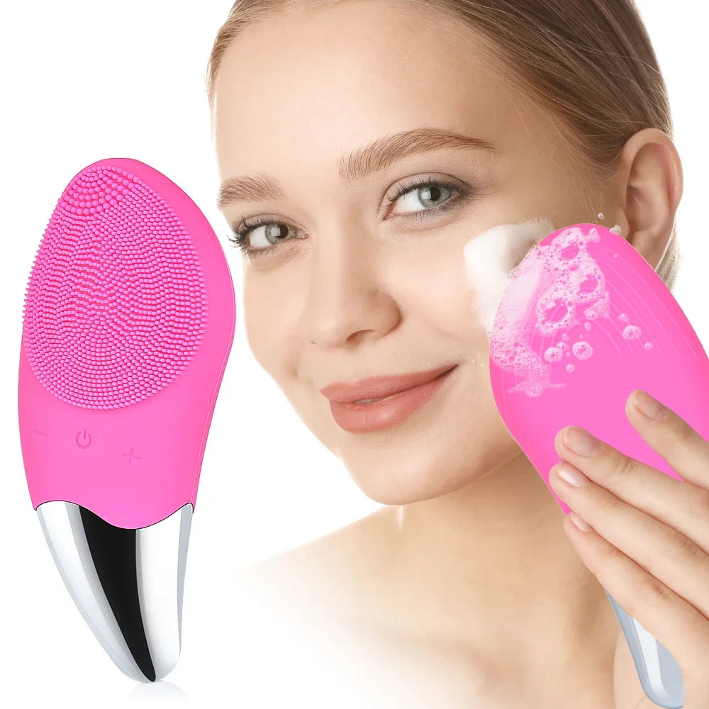 Electric Facial Cleansing Brush Massager Waterproof Silicone Sonic Face Massage Cleaner Deep Pore Face Cleansing Brush Device