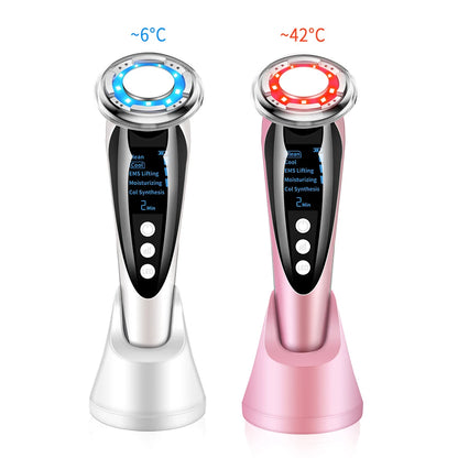 EMS Facial Massager Galvanic LED Photon Light Therapy Hot Cold Treatment Anti Aging Acne Reduce Face Lifting Beauty Face Cleaner