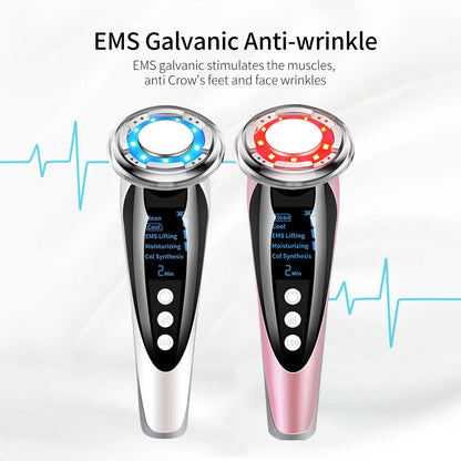 EMS Facial Massager Galvanic LED Photon Light Therapy Hot Cold Treatment Anti Aging Acne Reduce Face Lifting Beauty Face Cleaner