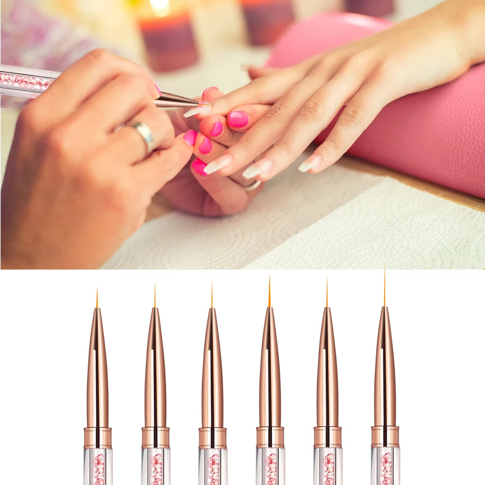 Nail Art Liner Brushes Double Head Rhinestones Acrylic French Stripe Drawing Painting Pen Gel Polish Nail Art Manicure Tools