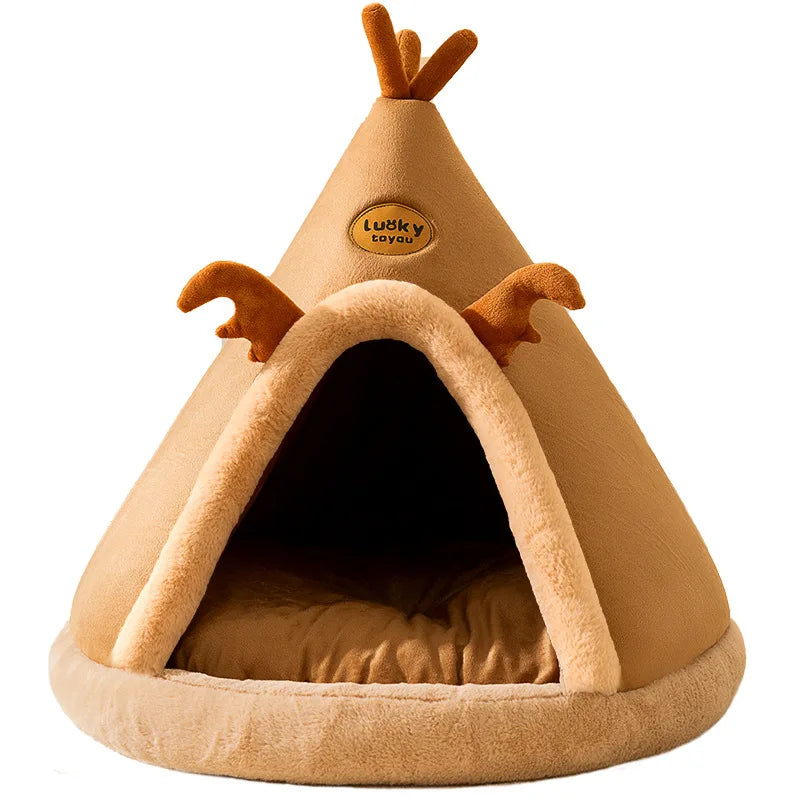 NONOR Pet Tent Winter Warm Washable Dog Cat Bed Puppy Kennel Removable Soft Tent Design House with A Hole for Pet Beds