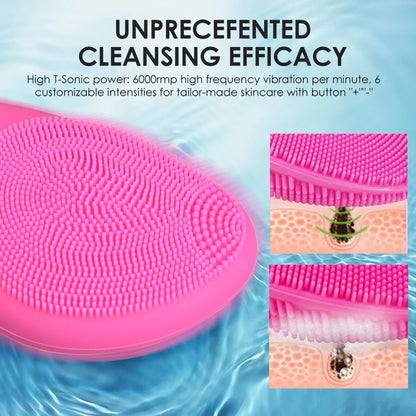 Electric Facial Cleansing Brush Massager Waterproof Silicone Sonic Face Massage Cleaner Deep Pore Face Cleansing Brush Device