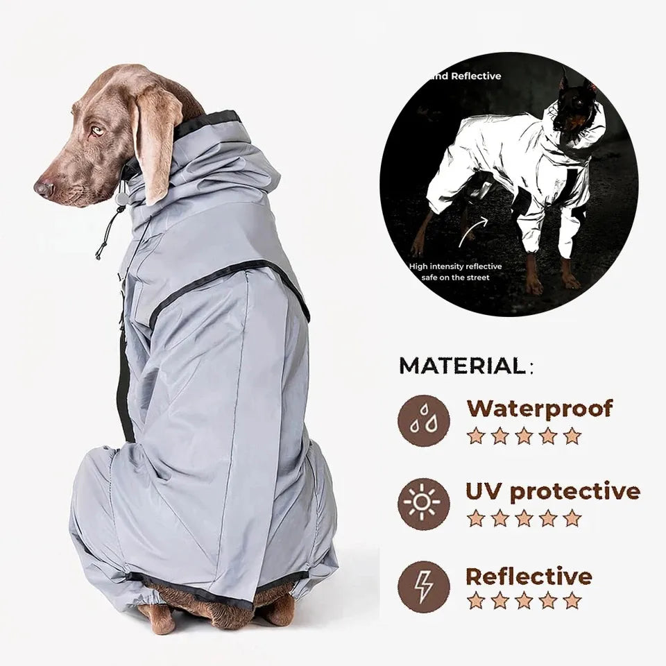 Reflective Pet Dog Jumpsuit Waterproof Raincoat Sunscreen Dog Outdoor Clothes Jacket for Small Medium Large Dog Pet Supplies