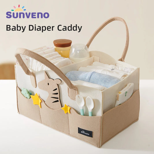 Sunveno Baby Diaper Caddy Organizer Portable Holder Bag for Changing Table and Car, Nursery Essentials Storage Bins