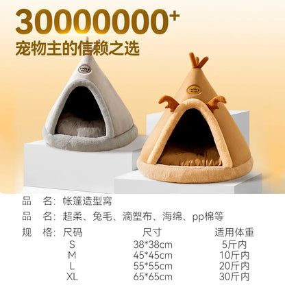 NONOR Pet Tent Winter Warm Washable Dog Cat Bed Puppy Kennel Removable Soft Tent Design House with A Hole for Pet Beds