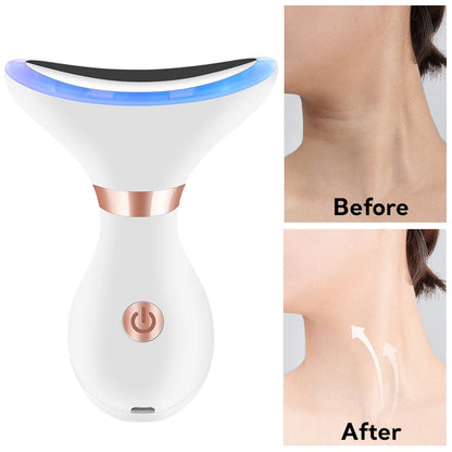 Neck Facial Lifting Device EMS Microcurrent LED Photon Therapy Vibration Face Massager Anti Wrinkles Aging Tightening Skin Care