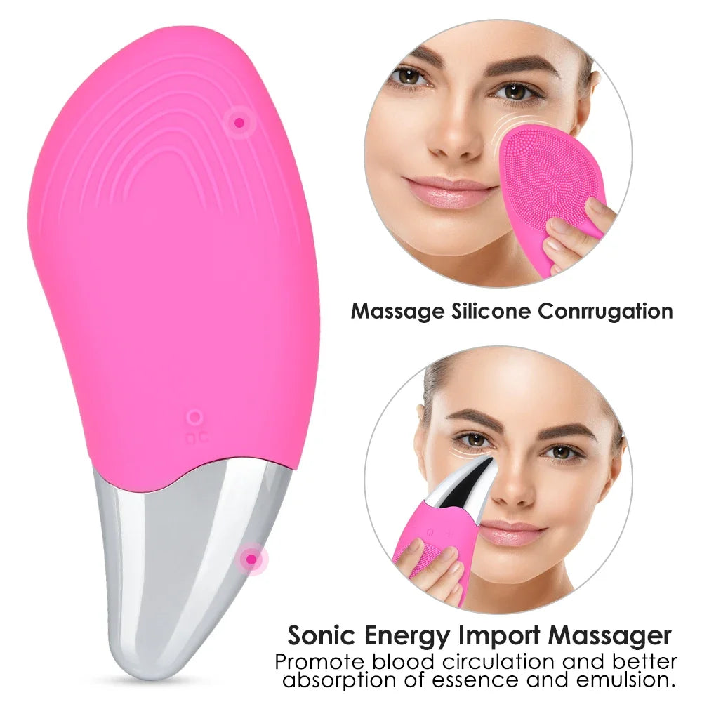 Electric Facial Cleansing Brush Massager Waterproof Silicone Sonic Face Massage Cleaner Deep Pore Face Cleansing Brush Device