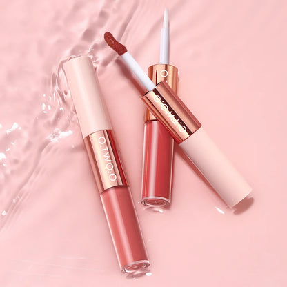 O.TWO.O Matte Lipstick Double Head Lip Coat 24HR Non-stick Cup Lip Gloss Tint Plumper Long Lasting Waterproof Lipstick Makeup