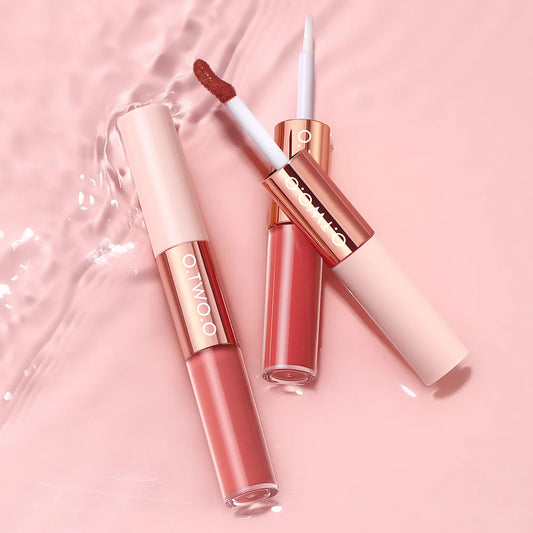 O.TWO.O Matte Lipstick Double Head Lip Coat 24HR Non-stick Cup Lip Gloss Tint Plumper Long Lasting Waterproof Lipstick Makeup