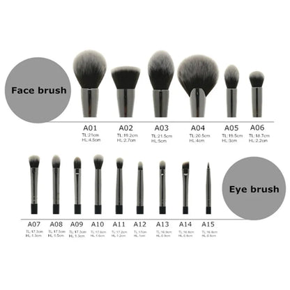 Sywinas Makeup Brush Set Kit 15pcs High Quality Black Natural Synthetic Hair Professional Makeup Brushes Tools