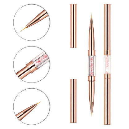 Nail Art Liner Brushes Double Head Rhinestones Acrylic French Stripe Drawing Painting Pen Gel Polish Nail Art Manicure Tools