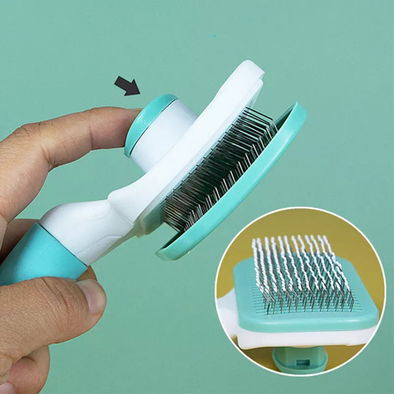 Cat Comb One-click Cat Brush Automatic Pet Hair Remover Pet Grooming Open Knot Comb for Cats Grooming Handle Brush Pet Supplies