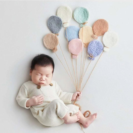 9 Pcs DIY Baby Wool Felt Dinosaur Stars Love Heart Clouds Balloon Decorations Newborn Photography Props Ornaments